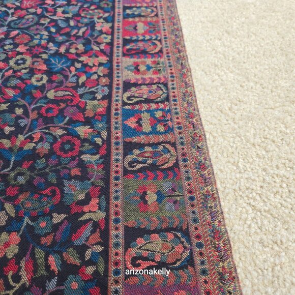 NWT Wool Scarf Jacquard Embroidered Colorful Mrignayani - Picture 8 of 12